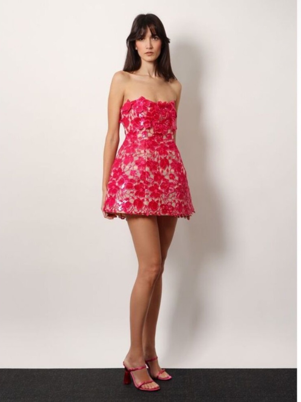 RETROFETE alira lace mini dress in cerise size large NWT - Picture 2 of 10